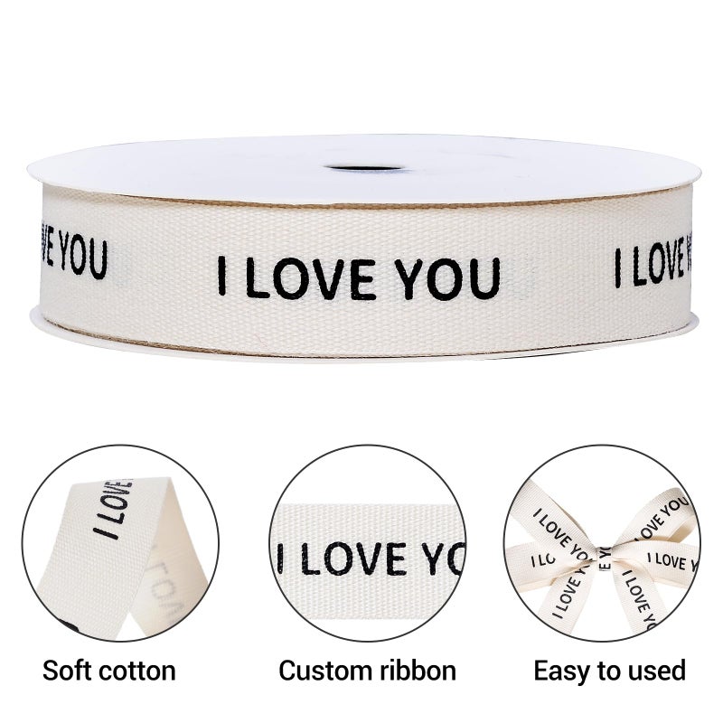 Ribest I Love You Cotton Ribbon for Gift Wrapping Crafts Flower Bouquet Party Decoration 5/8 Inch x 10 Yard - Image 2