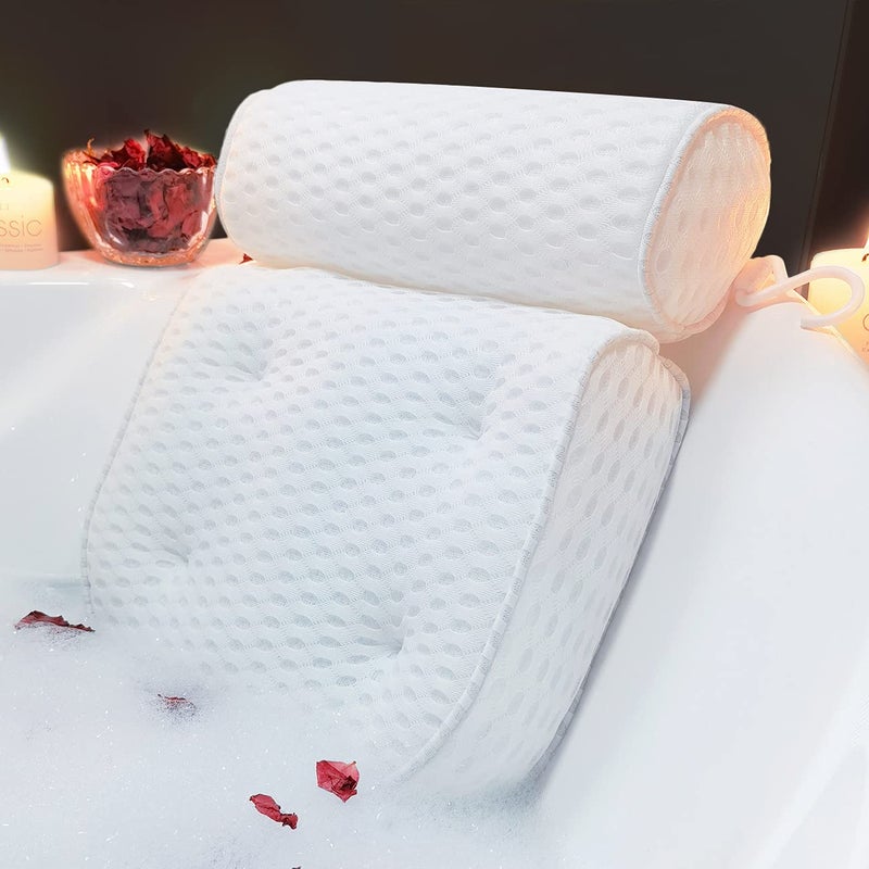 AEROiVi AEROiVi Bathtub Pillow Headrest Bath Pillows for Tub Neck and Back Support with Non Slip Suction Cups Spa Bath Cushion Relaxing Bathroom Accessories  - Image 1