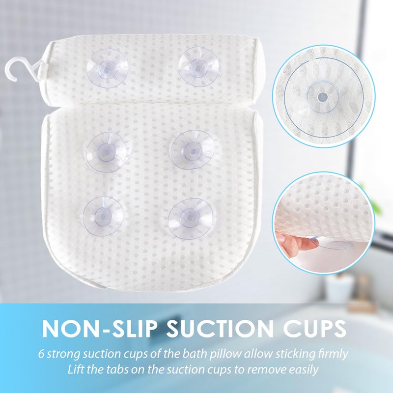 AEROiVi AEROiVi Bathtub Pillow Headrest Bath Pillows for Tub Neck and Back Support with Non Slip Suction Cups Spa Bath Cushion Relaxing Bathroom Accessories  - Image 3