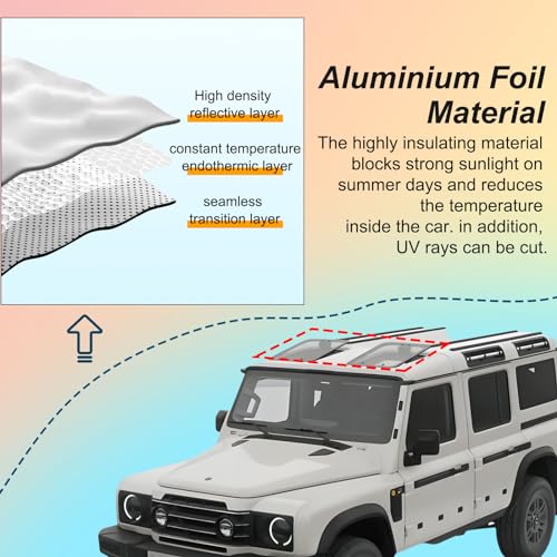 Hudiriy Car Roof Windows Sun Shade Compatible with Ineos Grenadier 2020-2024 Skylight Glass sunshades Foldable UV Reflector Auto Window Sunshade Visor Shield Cover (Style A) - Image 3