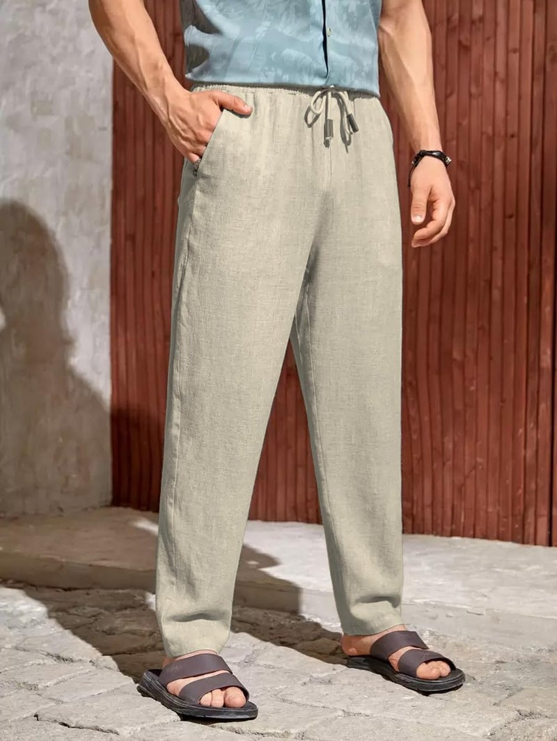 JVX Men Trouser || Lilen Trouser for Men || Lilen Pant (TROUSER-07) (in, Numeric, 38, Khakhi) - Image 2