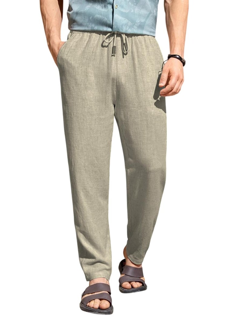 JVX Men Trouser || Lilen Trouser for Men || Lilen Pant (TROUSER-07) (in, Numeric, 38, Khakhi) - Image 1