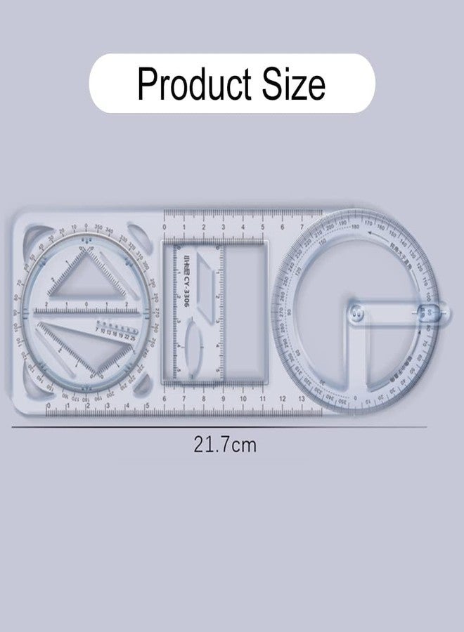 MVM Enterprise Multifunctional Geometric Ruler, Mathematical Drawing Ruler, Measuring Ruler for Geometric Drawing, with Geometry Angle Plastic (Pack of 1) - Image 2