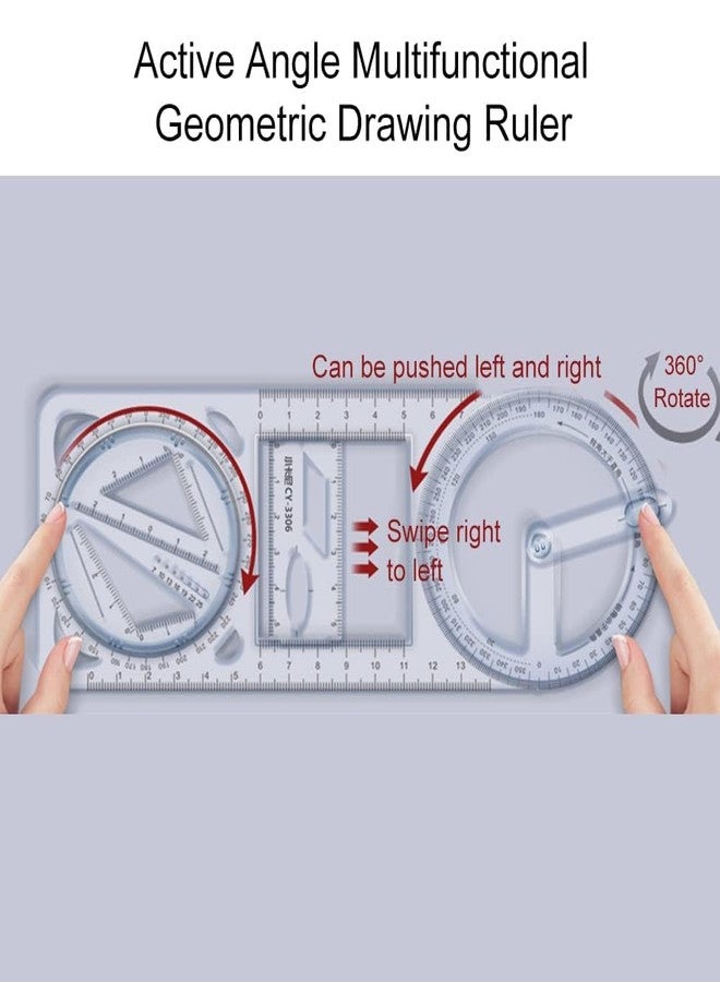 MVM Enterprise Multifunctional Geometric Ruler, Mathematical Drawing Ruler, Measuring Ruler for Geometric Drawing, with Geometry Angle Plastic (Pack of 1) - Image 3