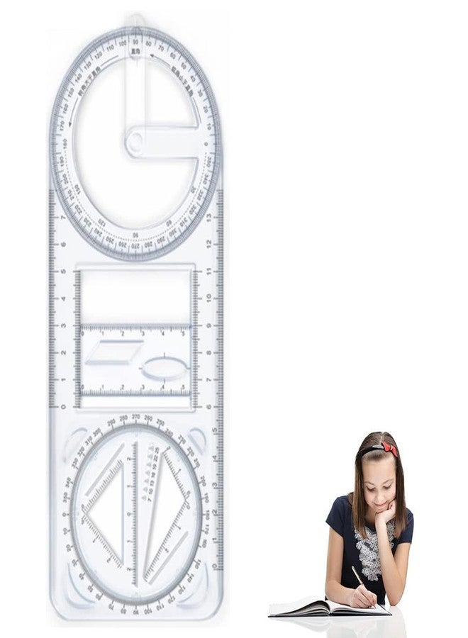 MVM Enterprise Multifunctional Geometric Ruler, Mathematical Drawing Ruler, Measuring Ruler for Geometric Drawing, with Geometry Angle Plastic (Pack of 1) - Image 1