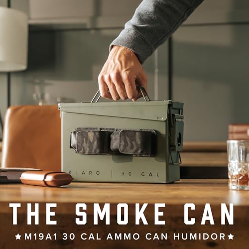 CASE ELEGANCE - The Smoke Can 30CAL Humidor, Thick Metal Ammo Box, Spanish Cedar Shelves, Army Green Finish, Magnetic Accessory Case - Holds 15-30 Cigars - Image 2