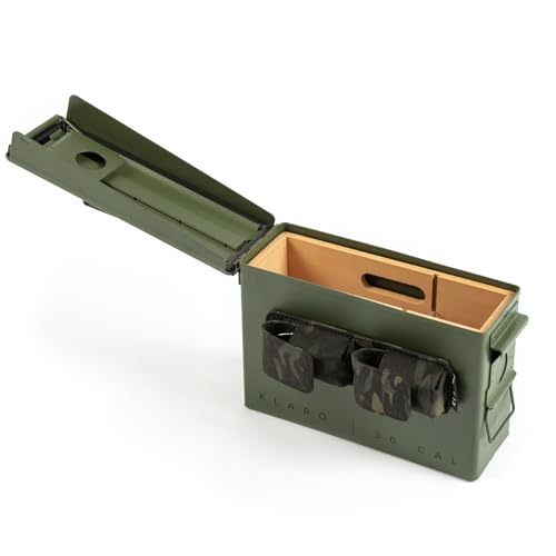 CASE ELEGANCE - The Smoke Can 30CAL Humidor, Thick Metal Ammo Box, Spanish Cedar Shelves, Army Green Finish, Magnetic Accessory Case - Holds 15-30 Cigars - Image 1