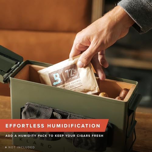 CASE ELEGANCE - The Smoke Can 30CAL Humidor, Thick Metal Ammo Box, Spanish Cedar Shelves, Army Green Finish, Magnetic Accessory Case - Holds 15-30 Cigars - Image 4