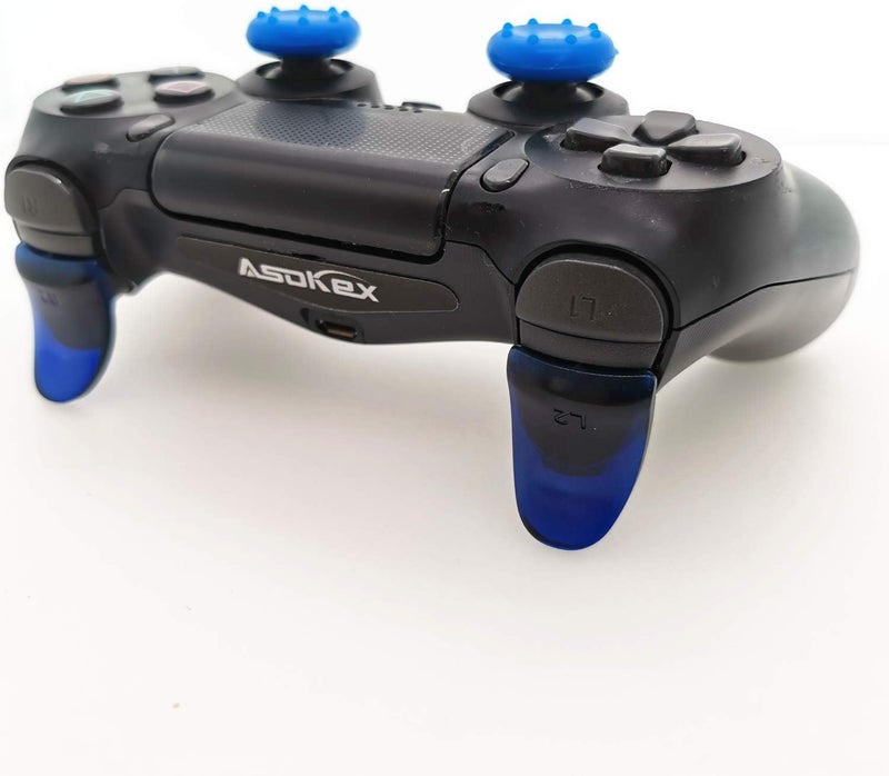 Asokex L2 R2 Ps4 Trigger Extenders (2 Pairs L2 R2 Triggers, 4pcs Joystick Cap, 2 Pairs LED Light Bar Decal) for Ps4 Controller(Blue) - Image 4