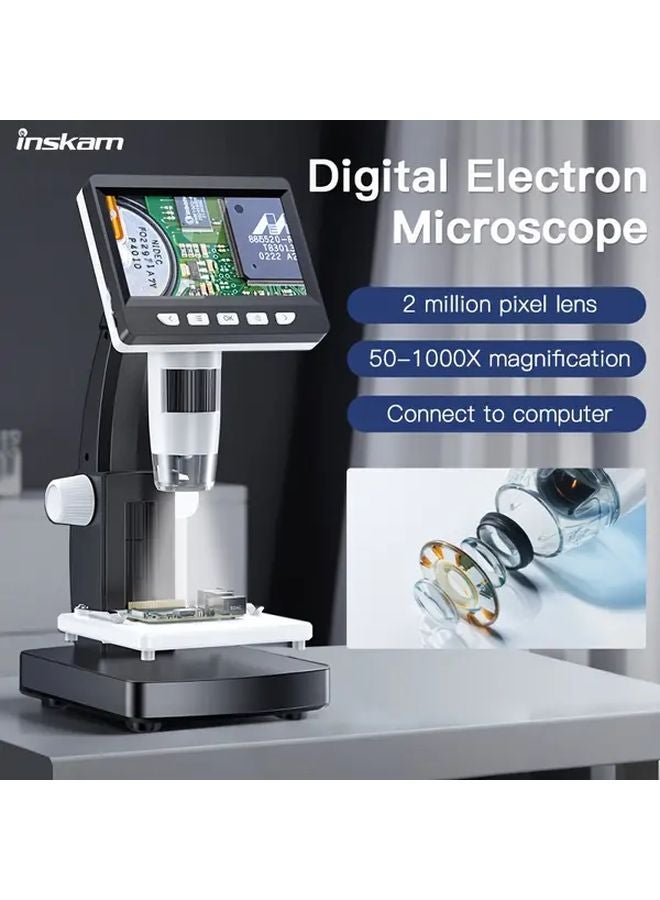 Inskam 4 3 Inch Digital Microscope 1000X Magnification 2MP HD Camera 8 LED Lights Black - Image 3