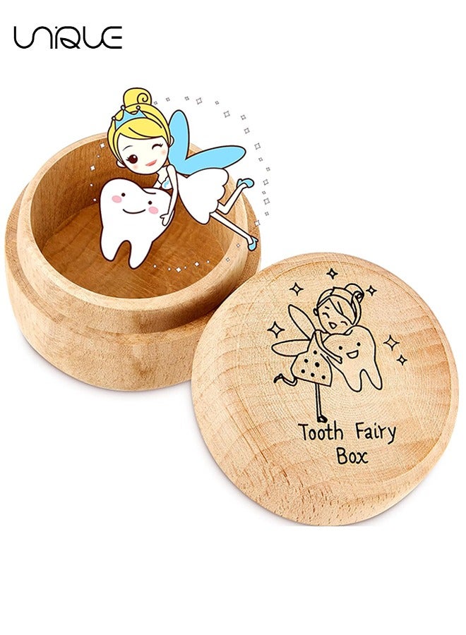 Unique Tooth Fairy Box for Boys and Girls Wooden Baby Teeth Fairy Holder for Kids Tooth Storage and Saver Box Tooth Fairy Keepsake Organizer for Lost Teeth Baby Shower Birthday Gift - Image 1