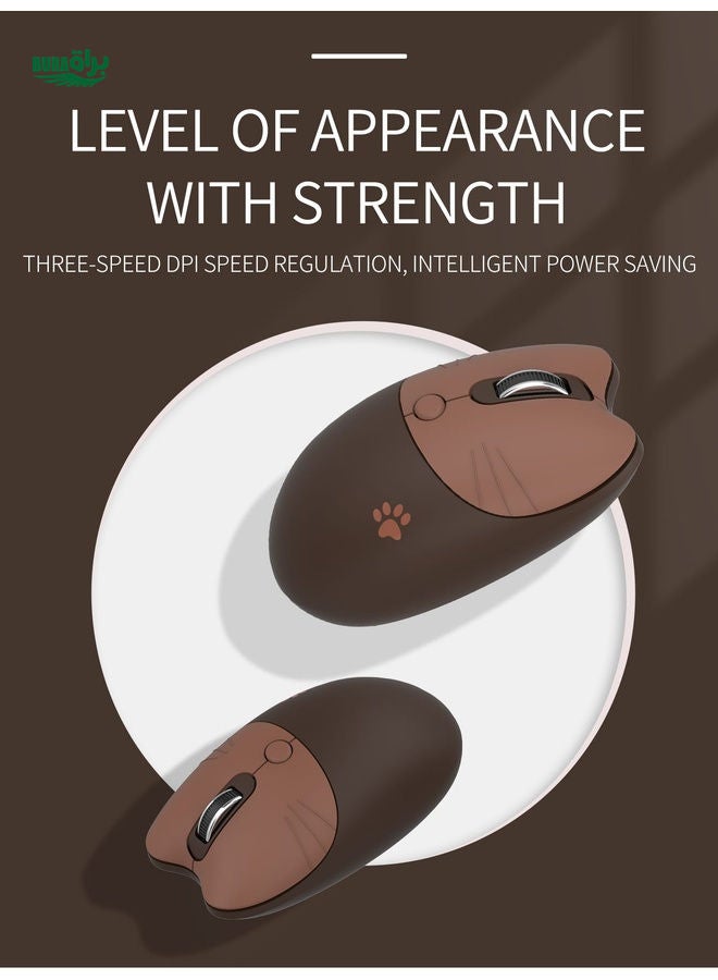 MOFII M3 Wireless Mouse With Lightweight And Cute Cat Paw Pattern And Cat Ear Shape, Suitable For Windows, PC, Laptops, Desktops, Coffee Brown