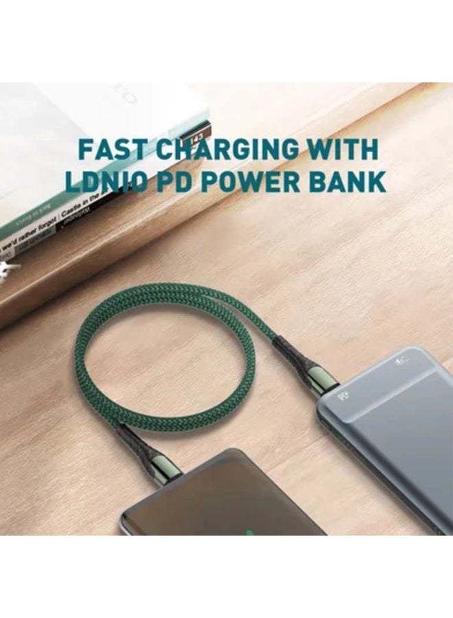 لدنيو كابل شحن سريع ونقل بيانات Ldnio LC102 بمنفذ USB-C إلى USB-C، بطول 2 متر - Image 4