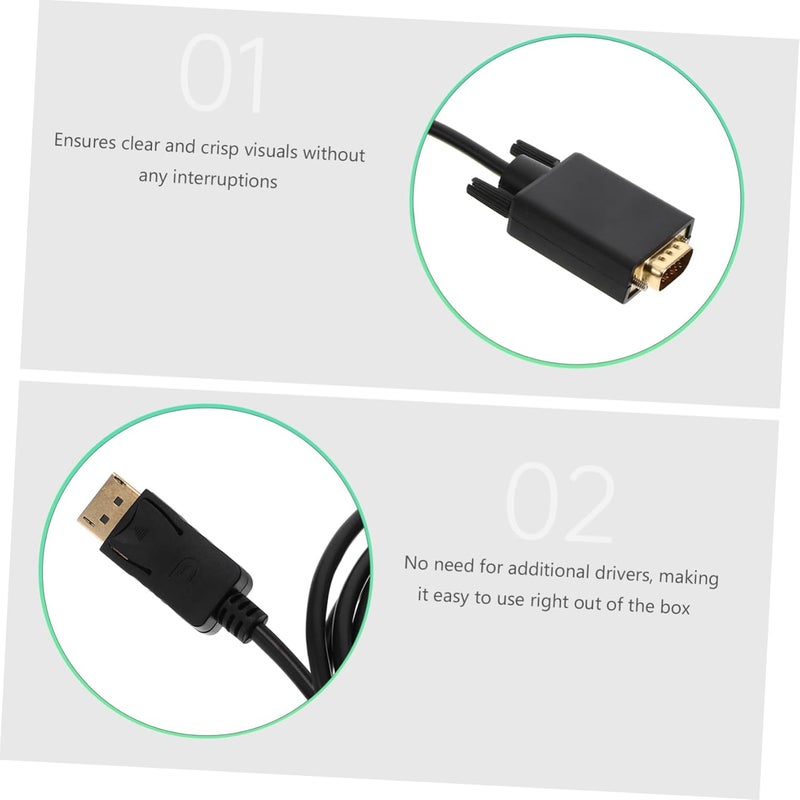 DisplayPort to VGA Cable 1.8m High-Performance Video Converter for Laptop Monitor Projector 1080p Resolution Compatible DisplayPort Devices - Image 3