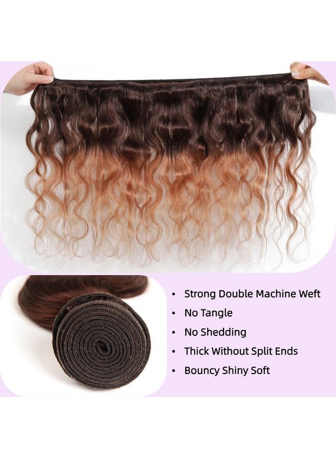 FASHION VILA Body Wave Bundles Human Hair 2Tone Ombre Brazilian Human Hair 3 Bundles 100% Unprocessed Body Wave Human Hair Extensions T4/30 Medium Brown/Medium Auburn(12 14 16) - Image 3