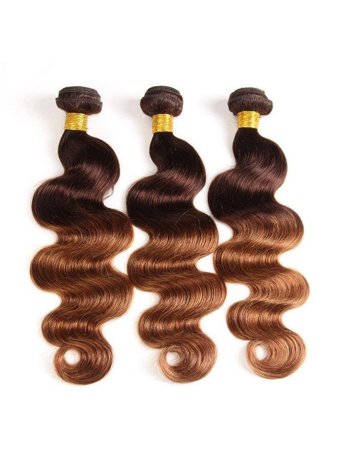 FASHION VILA Body Wave Bundles Human Hair 2Tone Ombre Brazilian Human Hair 3 Bundles 100% Unprocessed Body Wave Human Hair Extensions T4/30 Medium Brown/Medium Auburn(12 14 16) - Image 5