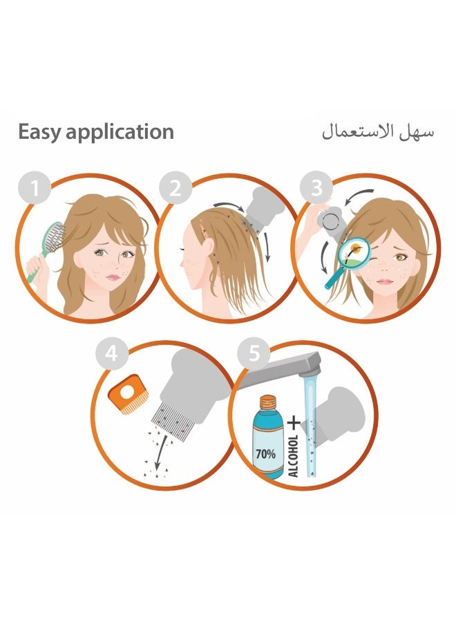 بوهل_بوسكامب مشط نايدا المعدني للقمل – أسنان معدنية دقيقة لإزالة القمل وبيضه – لجميع أنواع الشعر – سهل التنظيف وآمن على فروة الرأس – تم تطويره في ألمانيا - Image 4