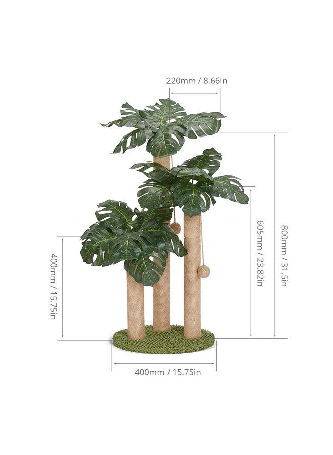 LEMONDA 31.5Inch Cat Scratching Post,Cat Scratcher Tree with 3 Scratching Poles & 2 Interactive Dangling Balls,Cats Scratching Posts for Indoor Kitten & Adult Cats - Image 1