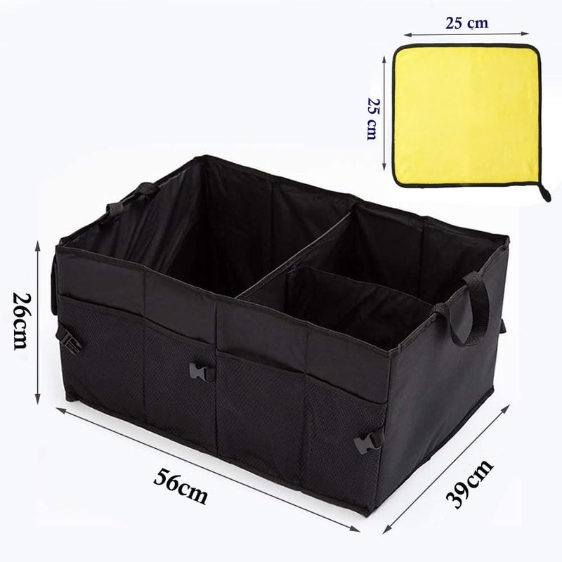 Cloudfour Car Trunk Organizer, Foldable Car Storage Organizer, Car Tidy, Multi Compartment Trunk Storage Organizer for Tools, Car Storage Box with 2 Car Seat Hanger Hooks - Image 2