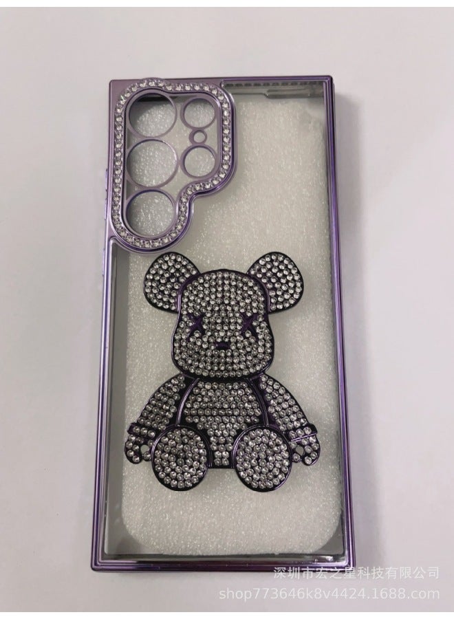 Suitable For Samsung S24ultra Phone Case Diamond Riot Bear S23plus Rhinestone Glitter Gradient A15