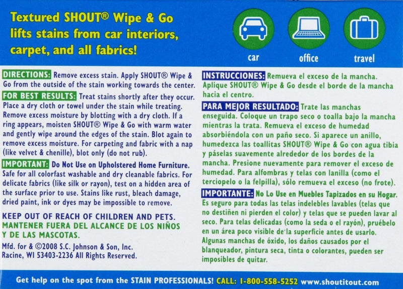 Shout Stain Remover Wipes  12 Count (Pack Of 2) - Image 2