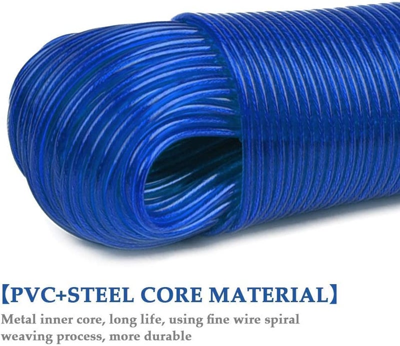 Dropware 20 Meter PVC Coated Steel Anti-Rust Wire Rope for Drying Clothes/Clothesline with 2 Plastic Hooks (Multicolor) – Pack of 2 - Image 3