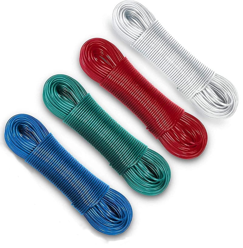 Dropware 20 Meter PVC Coated Steel Anti-Rust Wire Rope for Drying Clothes/Clothesline with 2 Plastic Hooks (Multicolor) – Pack of 2 - Image 5