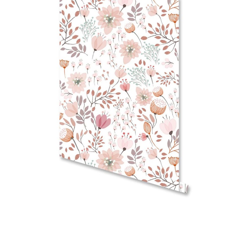 GeRRiT 17.7"x118.1" Sweet Girls Room Decor Peel and Stick Boho Pink Floral Peel Stick Wallpaper Contact Paper Removable Self Adhesive Flower Wallpaper for Walls Bedroom Home Decoration - Image 2