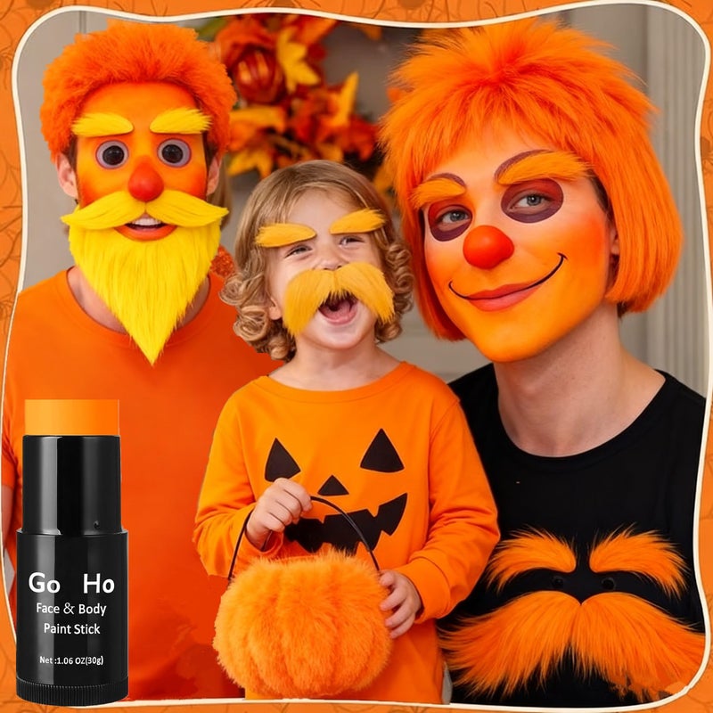 Go Ho Cream-Blendable Orange Face Paint Stick (1.06 Oz),Full Orange Body Paint for Adults Children Halloween Cosplay SFX Makeup,Waterproof Orange Eye Black Stick - Image 3
