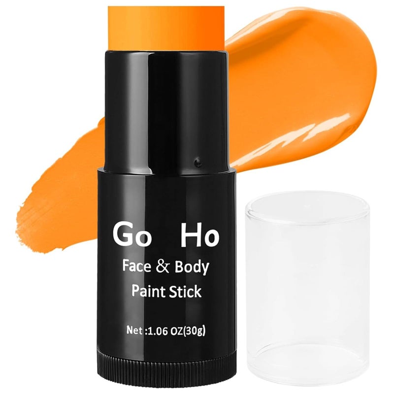 Go Ho Cream-Blendable Orange Face Paint Stick (1.06 Oz),Full Orange Body Paint for Adults Children Halloween Cosplay SFX Makeup,Waterproof Orange Eye Black Stick - Image 1