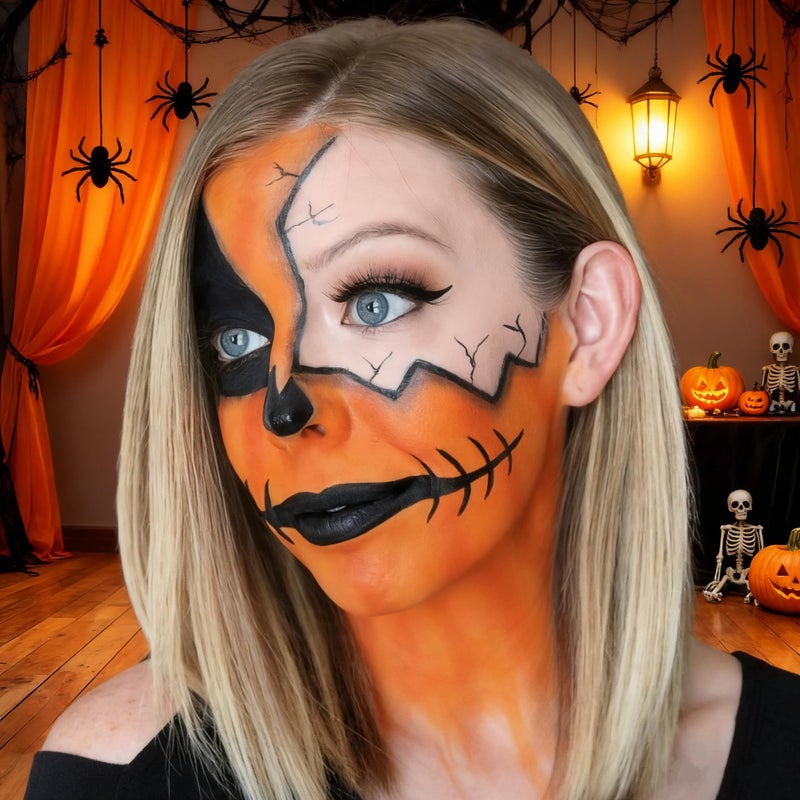 Go Ho Cream-Blendable Orange Face Paint Stick (1.06 Oz),Full Orange Body Paint for Adults Children Halloween Cosplay SFX Makeup,Waterproof Orange Eye Black Stick - Image 5