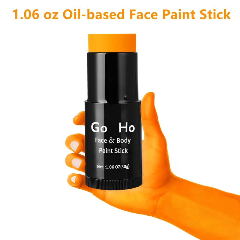 Go Ho Cream-Blendable Orange Face Paint Stick (1.06 Oz),Full Orange Body Paint for Adults Children Halloween Cosplay SFX Makeup,Waterproof Orange Eye Black Stick - Image 2