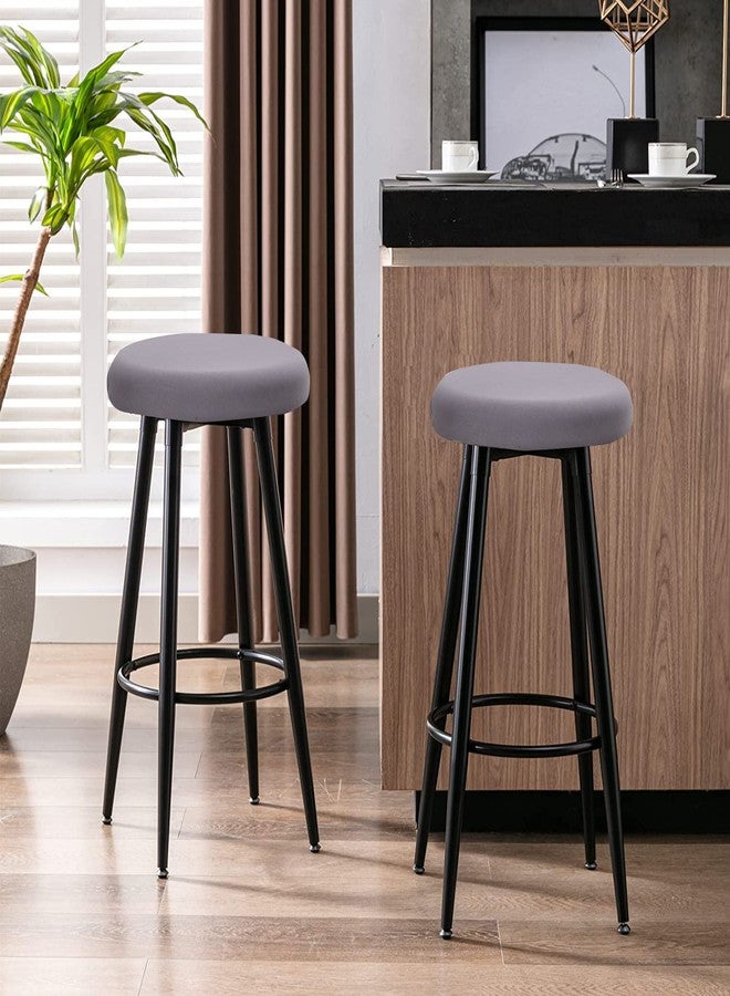 Deisy Dee 4PCS Round Bar Stool Seat Covers Stretch Round Chair Covers for 13-16 Inch Stool Chair (Grey) - Image 3