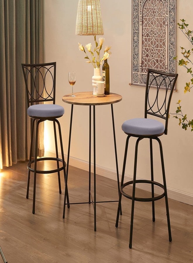 Deisy Dee 4PCS Round Bar Stool Seat Covers Stretch Round Chair Covers for 13-16 Inch Stool Chair (Grey) - Image 2