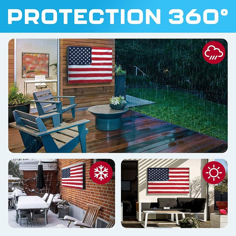 Garnetics Outdoor TV Cover 90 Inch – Waterproof, Weatherproof TV Enclosures with Smart Shield Screen Protectors, Ideal for Outdoor Use, Moving, and Storage - US Flag - Image 5