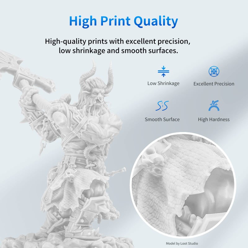 Anycubic ANYCUBIC 3D Printer Resin, 405nm SLA UV-Curing Resin with High Precision and Quick Curing & Excellent Fluidity for LCD 3D Printing (White, 1kg) - Image 2
