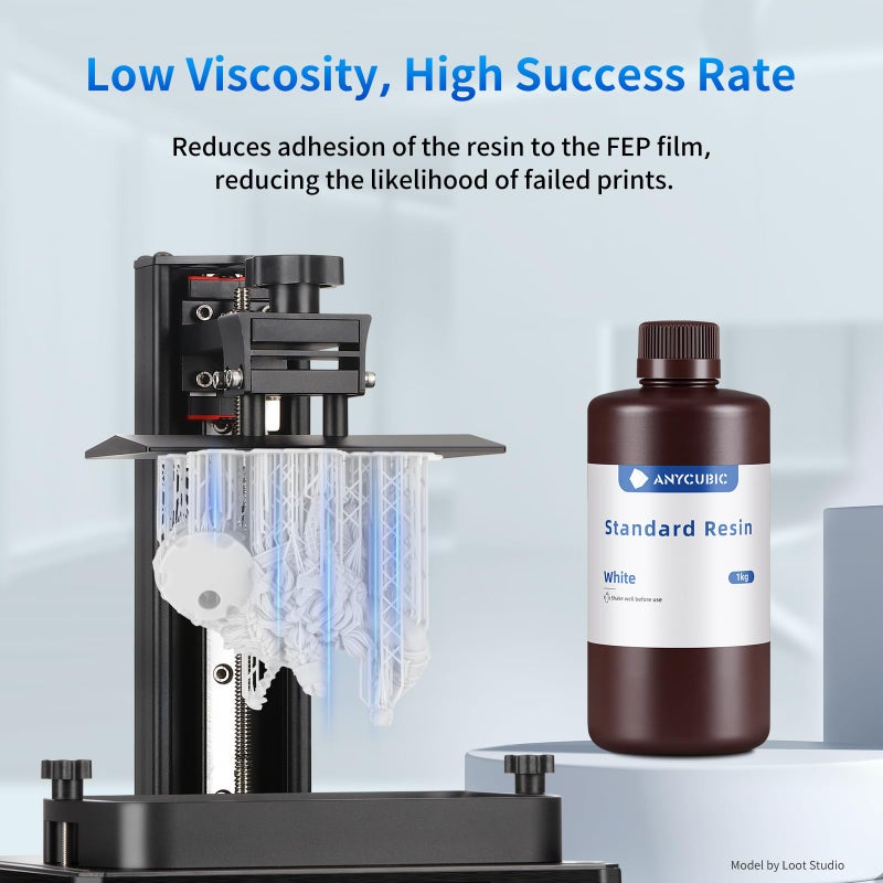 Anycubic ANYCUBIC 3D Printer Resin, 405nm SLA UV-Curing Resin with High Precision and Quick Curing & Excellent Fluidity for LCD 3D Printing (White, 1kg) - Image 3