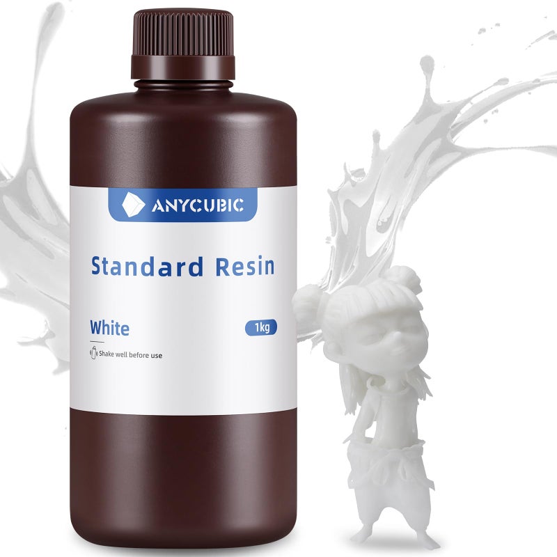 ANYCUBIC 3D Printer Resin, 405nm SLA UV-Curing Resin with High Precision and Quick Curing & Excellent Fluidity for LCD 3D Printing (White, 1kg) - Image 1