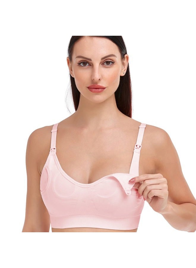 GXXGE Nursing Bra Support Pumping Bra Hands Free All in One Maternity Bra Comfortable Breast No Pad Pumps Bra Pink Large - Image 2