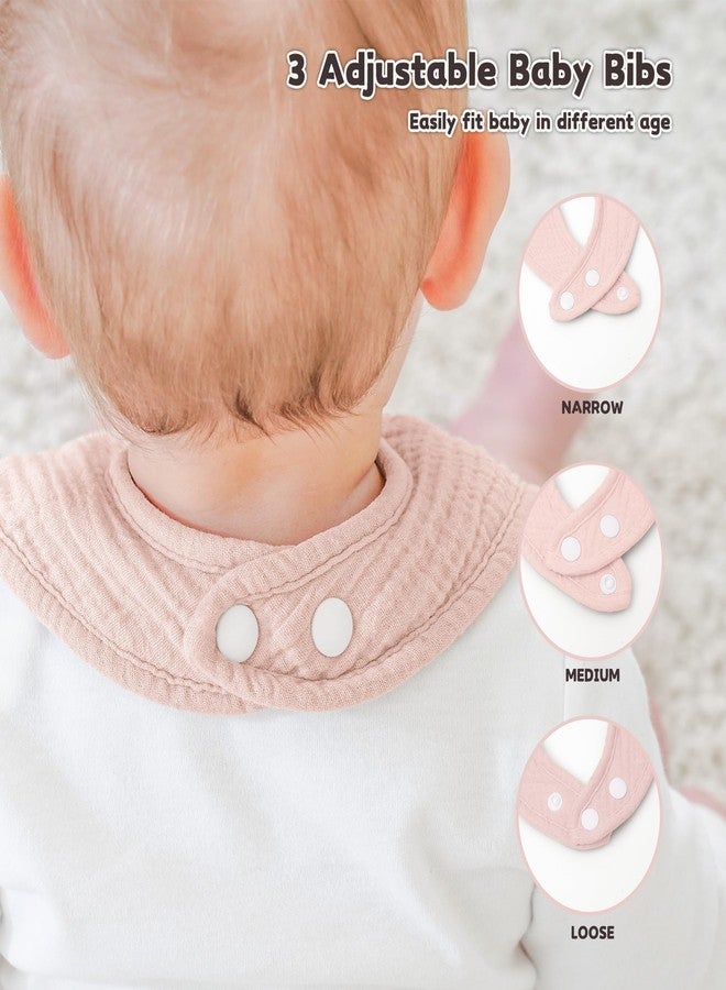 Susurration Muslin Baby Bibs 6 Pack Bandana Drool Bibs,Soft Square Adjustable Baby Drooling Bibs for Unisex Girls & Boys(pinkprint), Pink, One Size - Image 5