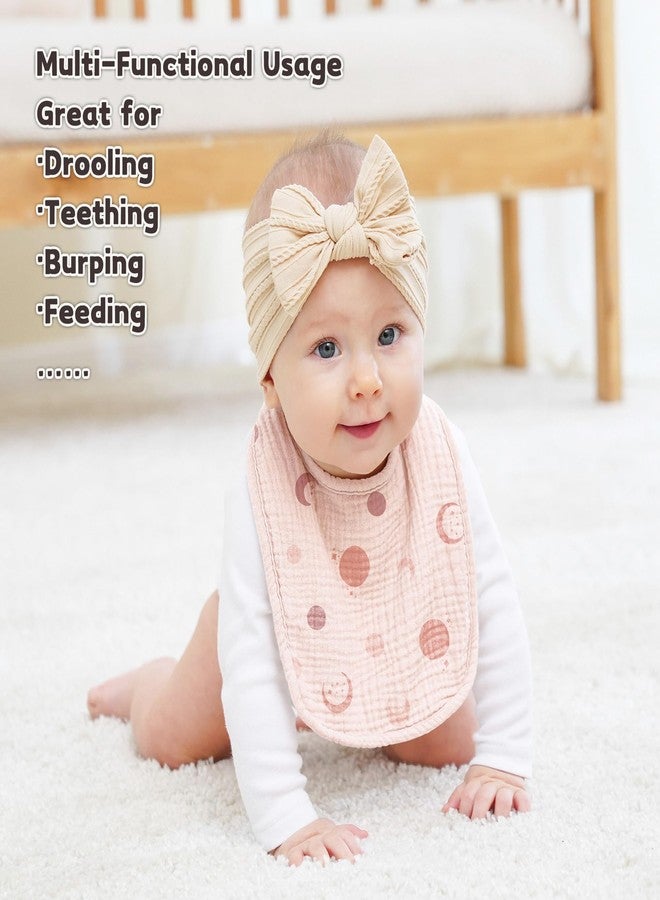 Susurration Muslin Baby Bibs 6 Pack Bandana Drool Bibs,Soft Square Adjustable Baby Drooling Bibs for Unisex Girls & Boys(pinkprint), Pink, One Size - Image 3