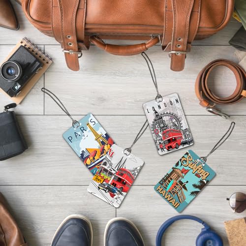 Ultra 3D Lenticular Luggage/Bag/Travel ID Label Tags for Suitcase & School Bags | Set of 4 | London + Paris + Mumbai + Hawaii Theme, 4 Labels - Image 4