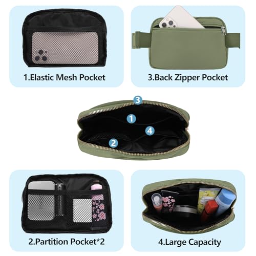 VOROLO Fanny Pack For Women And Men Crossbody Bag Belt Bag with Adjustable Strap Graduation Gifts Khaki Green - Image 4