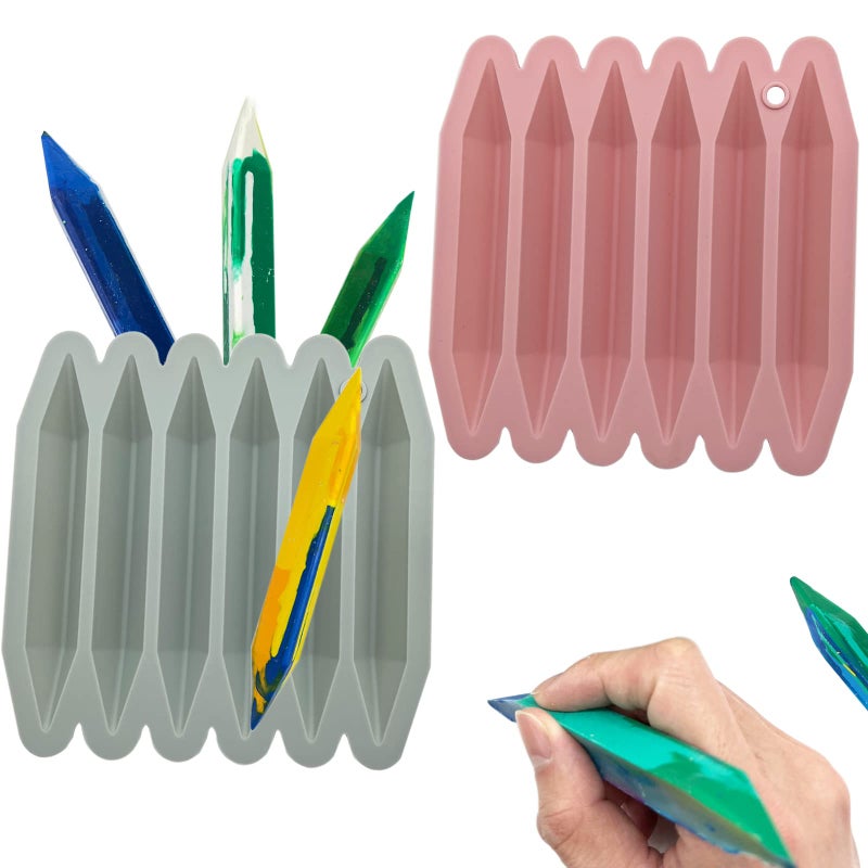 DLUCKY Crayon Recycling Mold 2 Pack Double Tipped 3D Silicone Mold Oven Safe Pure Silicone Reusable