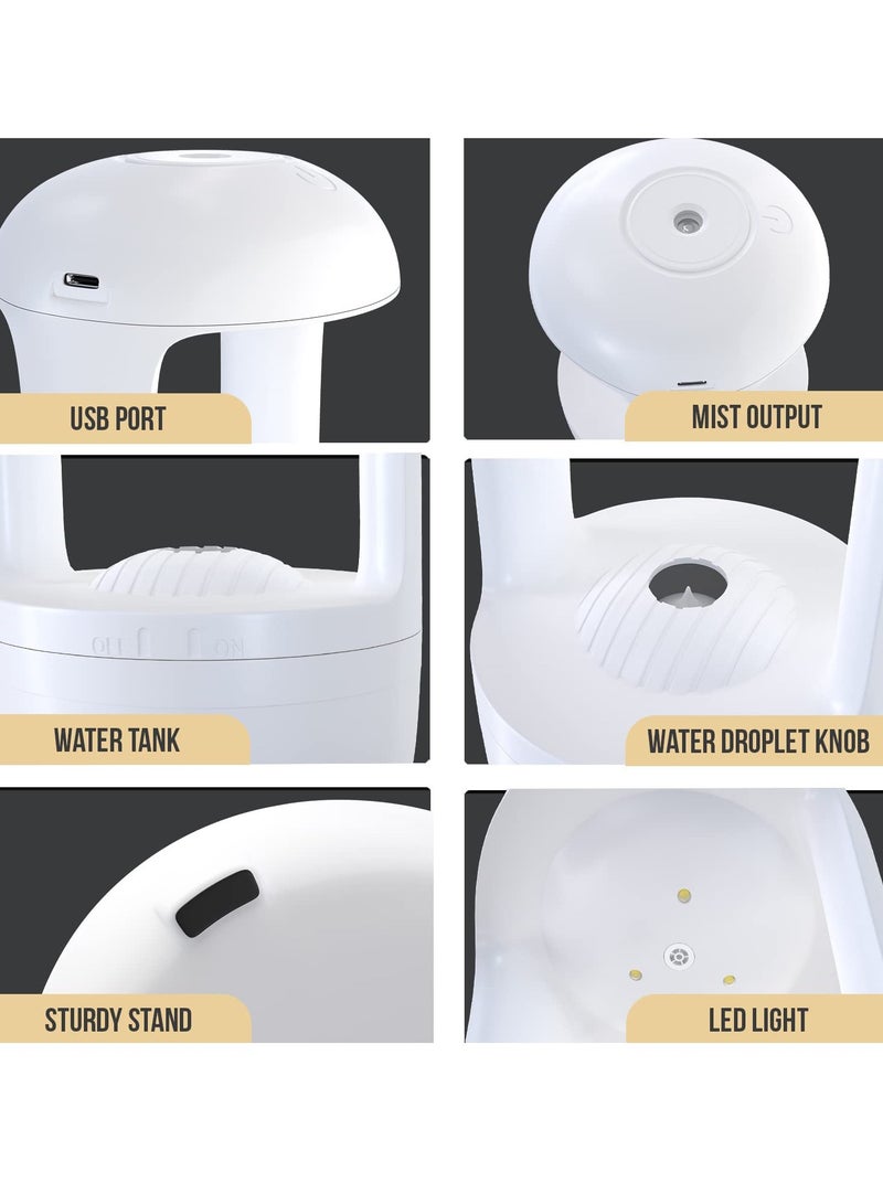 DIGI CORE Ultrasonic Anti-Gravity Air Humidifier Water Droplets Backward Silent Small Humidifier 500ML Cool Mist Aromatherapy Machine With Water Droplets Backflow Air Purifier Smart Ultrasonic Cool Mist Humidifier White - Image 4