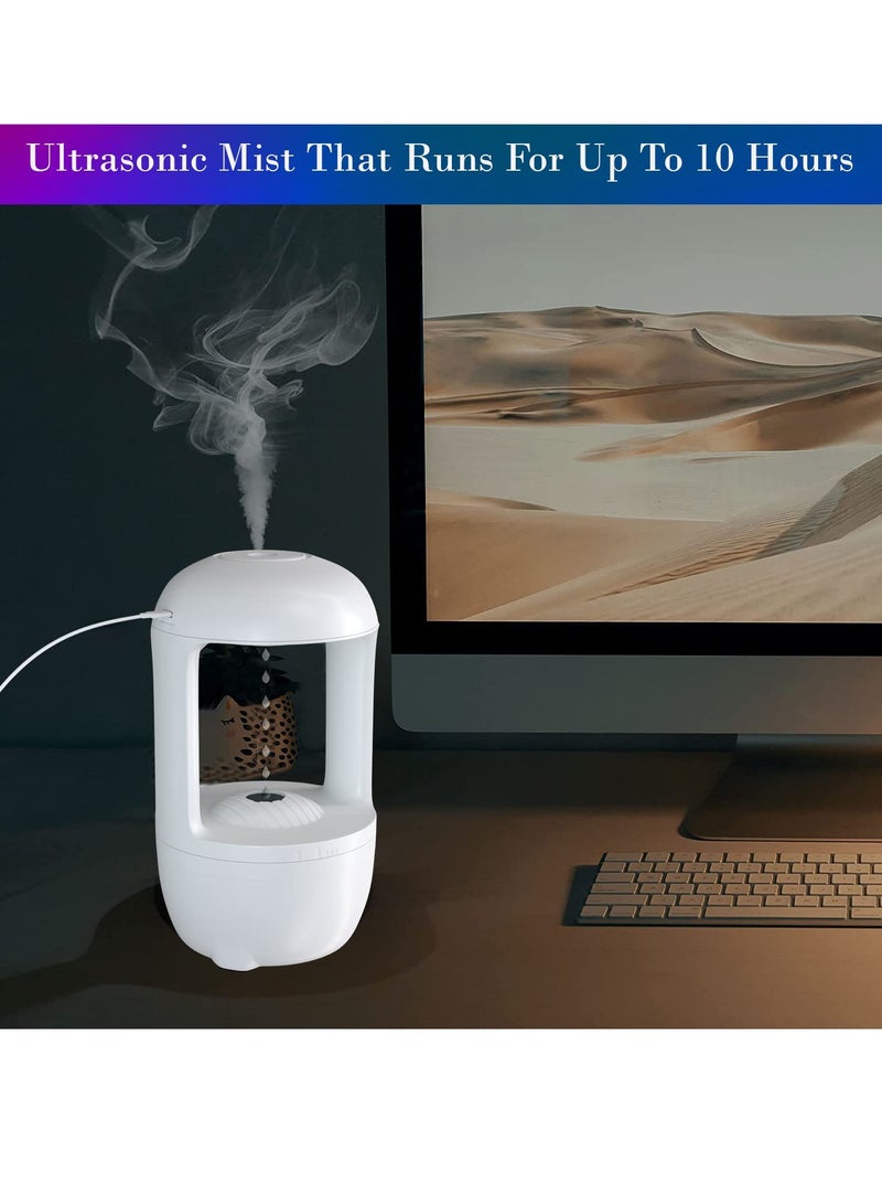 DIGI CORE Ultrasonic Anti-Gravity Air Humidifier Water Droplets Backward Silent Small Humidifier 500ML Cool Mist Aromatherapy Machine With Water Droplets Backflow Air Purifier Smart Ultrasonic Cool Mist Humidifier White - Image 5