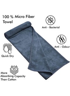 فابينني 2-Piece Microfiber Bath Towel 70 * 140cm ، ناعمة ، متينة ، فائقة الامتصاص وسريعة الجفاف ، رمادي  - Image 4