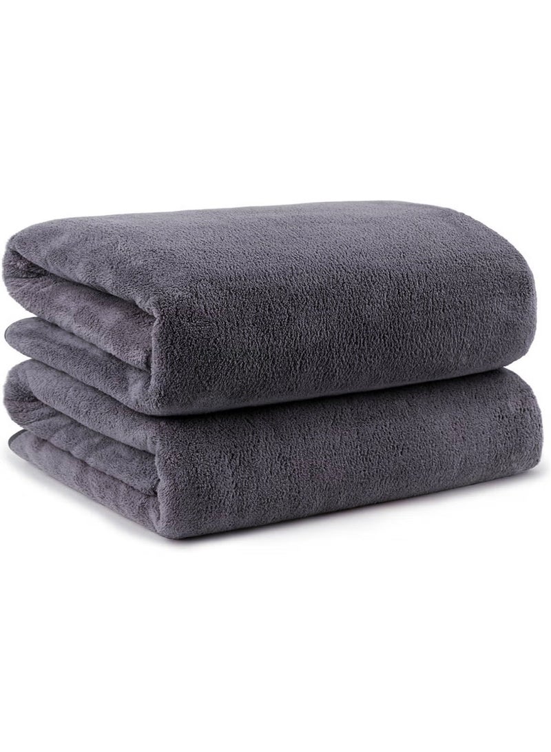 فابينني 2-Piece Microfiber Bath Towel 70 * 140cm ، ناعمة ، متينة ، فائقة الامتصاص وسريعة الجفاف ، رمادي - Image 1