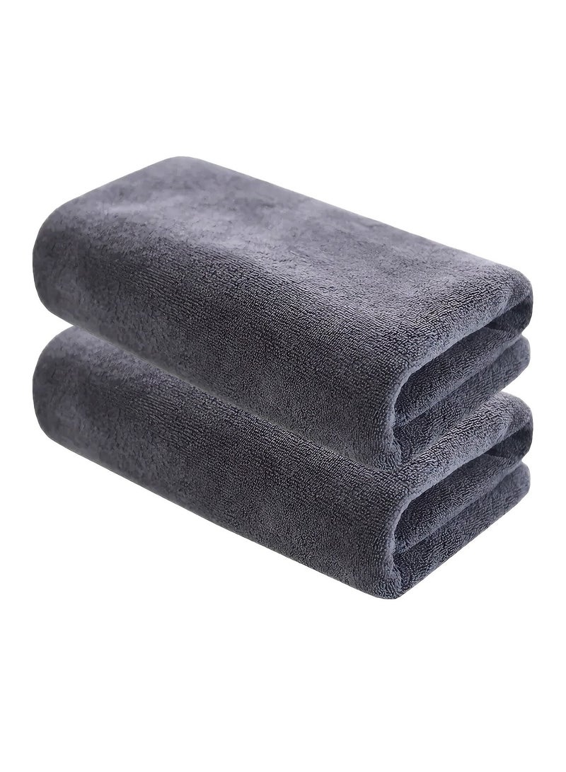 فابينني 2-Piece Microfiber Bath Towel 70 * 140cm ، ناعمة ، متينة ، فائقة الامتصاص وسريعة الجفاف ، رمادي - Image 3