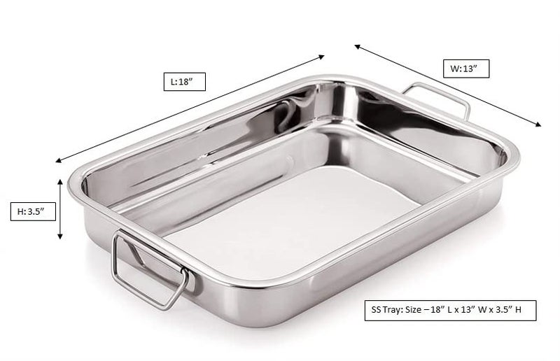 JOWEL Jayco Stainless Steel Baking PanRoasting Tray with Folding Handles 18 L x 13 W x 35 H Very Very Large - Image 2